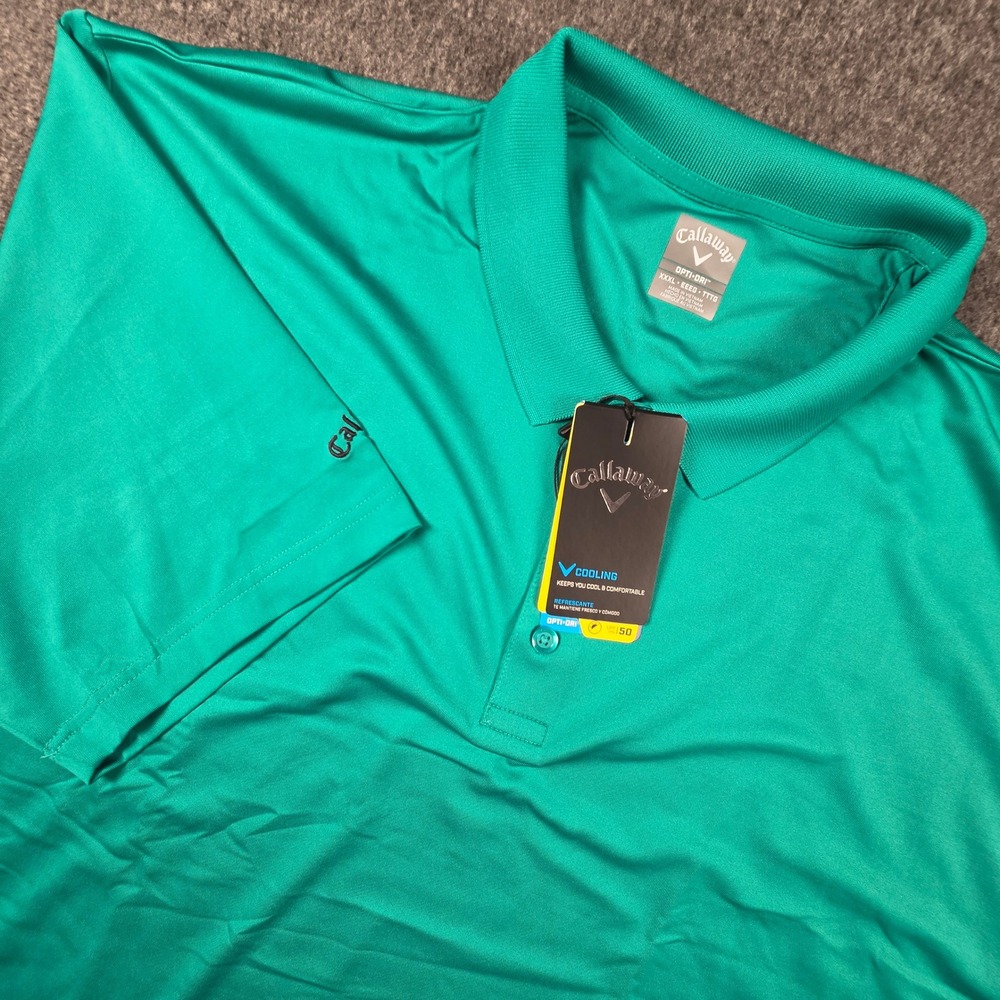 Callaway Opti-Dri Polo Shirt Mens 3XL Green Cooling Golf UPF 50 Performance NEW